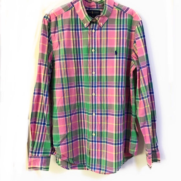 ralph lauren pink plaid shirt